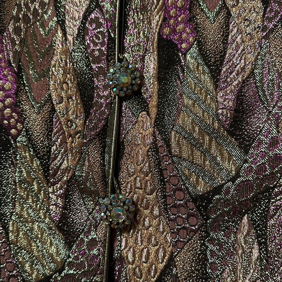 Rare Vintage Gold shimmer & shine brocade cocktail jacket. Woman’s 10. - Picture 5 of 14